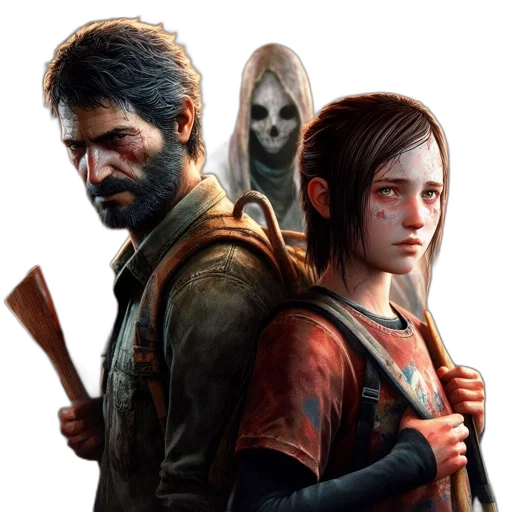 concept art, pixel art, two, characters transparent PNG cut-out