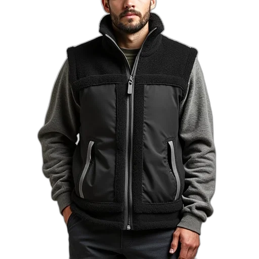 jacket, unisex, flee, vest transparent PNG cut-out