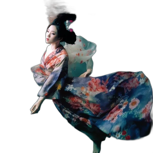 dress, umbrella, flower, staff transparent PNG cut-out