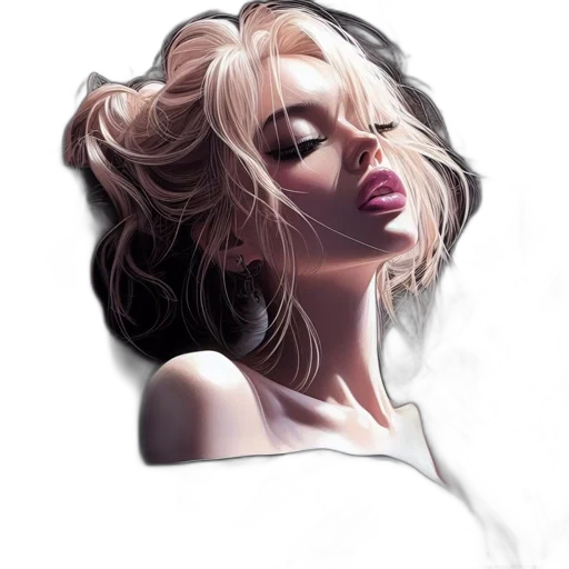 face, hair, dress, photorealistic transparent PNG cut-out