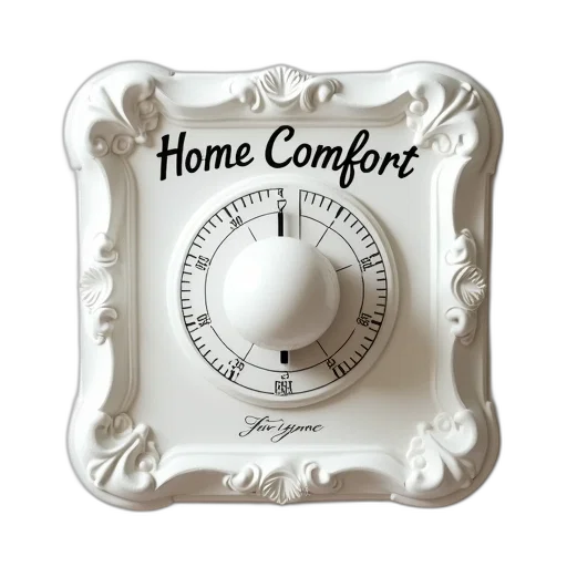 vintage, white, thermostat, decorative transparent PNG cut-out