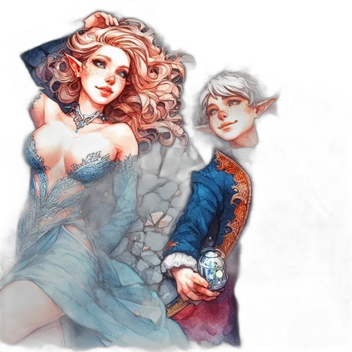 fantasy art, watercolor, concept art, pixel art transparent PNG cut-out