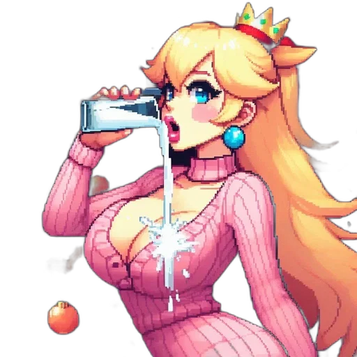 dress, robot, pixel art, vaporwave transparent PNG cut-out