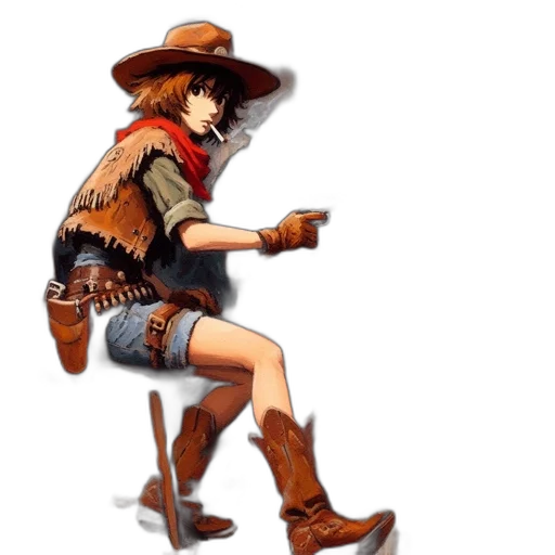 jacket, hat, staff, weapon transparent PNG cut-out