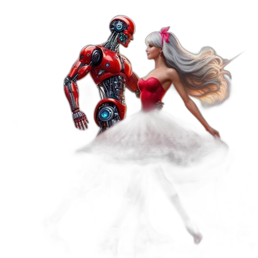 robot, dress, concept art, 3d render transparent PNG cut-out