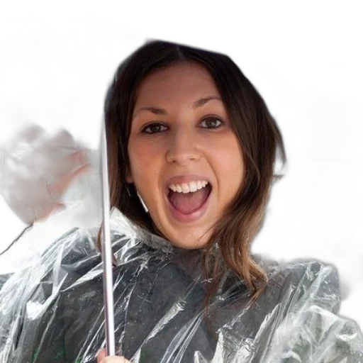 umbrella, jacket, staff, woman transparent PNG cut-out