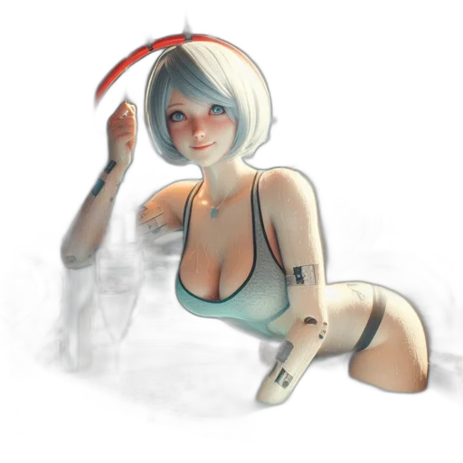 robot, dress, staff, weapon transparent PNG cut-out