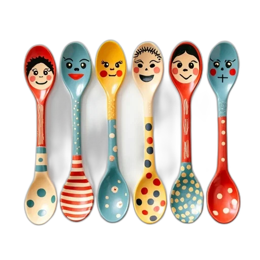 collection, colorful, hand-painted, ceramic transparent PNG cut-out