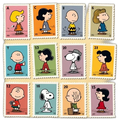 peanuts, cartoon, collection, stamps transparent PNG cut-out