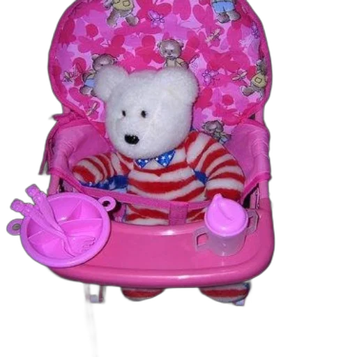 pink, high, chair, teddy transparent PNG cut-out