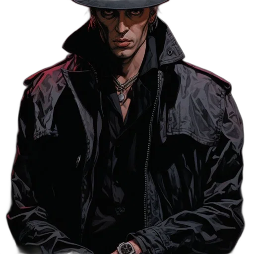 jacket, hat, comic book art, concept art transparent PNG cut-out