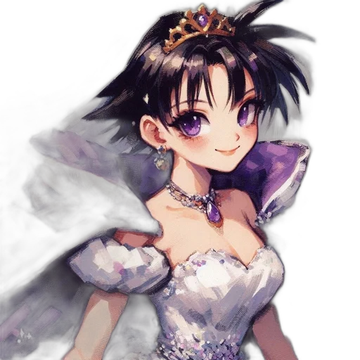 crown, dress, anime, fantasy art transparent PNG cut-out