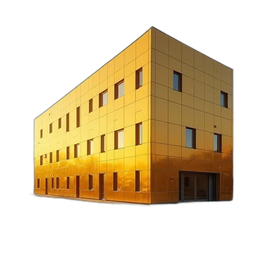 building, 3d render, golden, earth tones transparent PNG cut-out