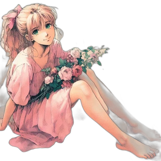 dress, flower, weapon, face transparent PNG cut-out