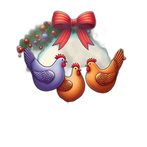 concept art, three, chickens, sit transparent PNG cut-out