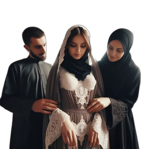 dress, three, individuals, woman transparent PNG cut-out