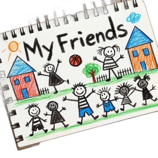 sketchbook, drawing, animated, children transparent PNG cut-out