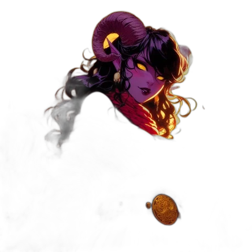 hair, dragon, face, staff transparent PNG cut-out