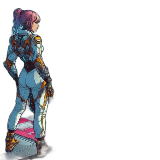 robot, weapon, jacket, staff transparent PNG cut-out