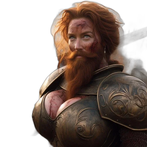 sword, face, hair, fantasy art transparent PNG cut-out