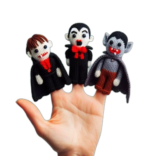 three, unique, finger, puppets transparent PNG cut-out