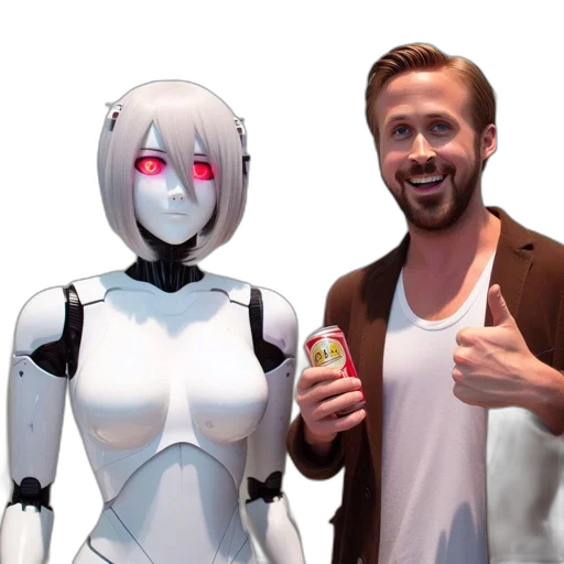 robot, concept art, man, stands transparent PNG cut-out