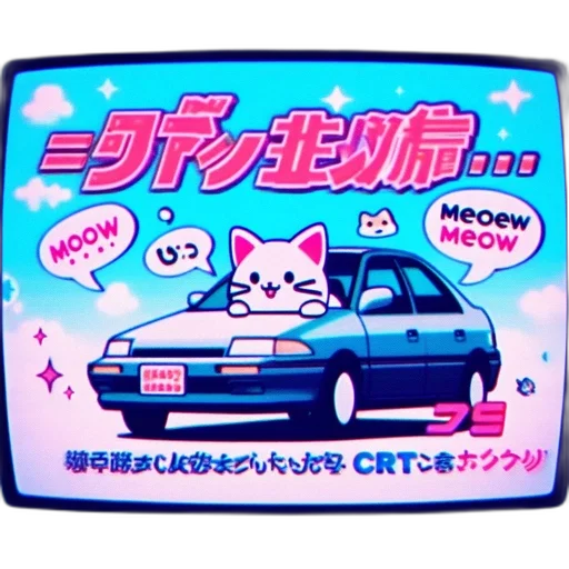 car, vaporwave, anime, concept art transparent PNG cut-out