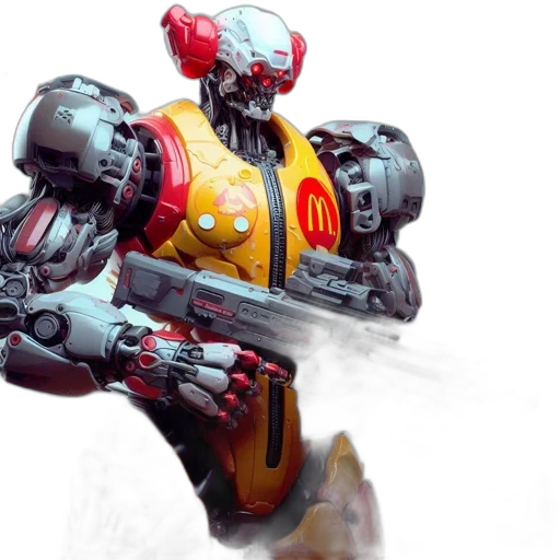 robot, weapon, concept art, 3d render transparent PNG cut-out