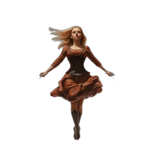 dress, hair, staff, concept art transparent PNG cut-out