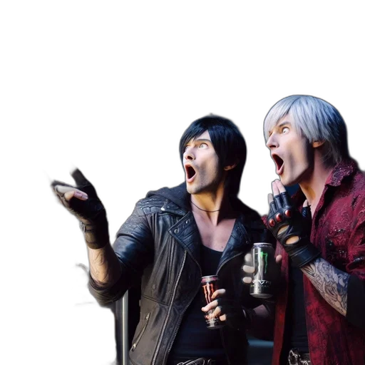 two, men, stand, before transparent PNG cut-out