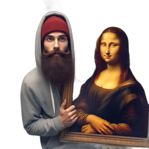 face, hat, photorealistic, oil painting transparent PNG cut-out