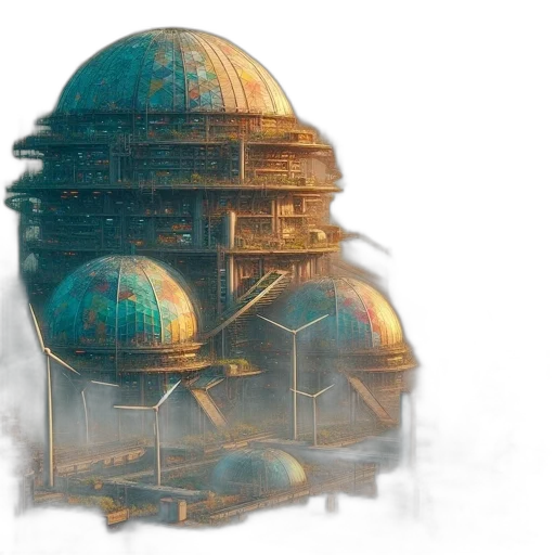 building, robot, concept art, 3d render transparent PNG cut-out