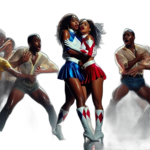 concept art, two, dancers, vibrant transparent PNG cut-out