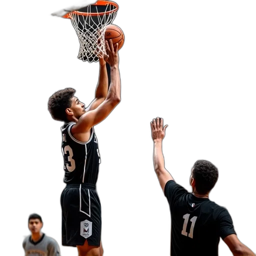 basketball, player, black, white transparent PNG cut-out