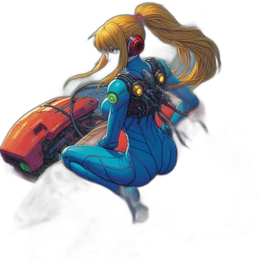hair, jacket, weapon, robot transparent PNG cut-out