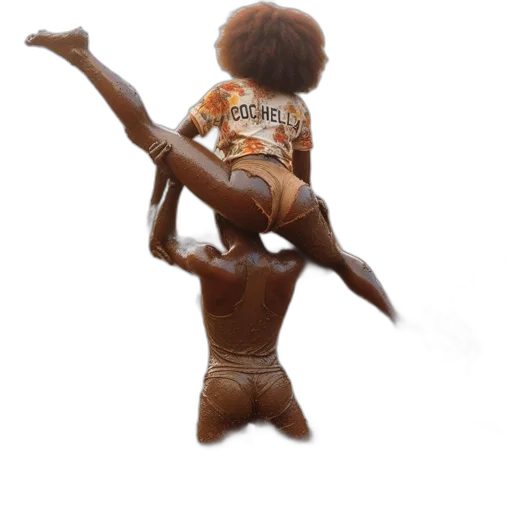 3d render, mud-filled, festival, features transparent PNG cut-out