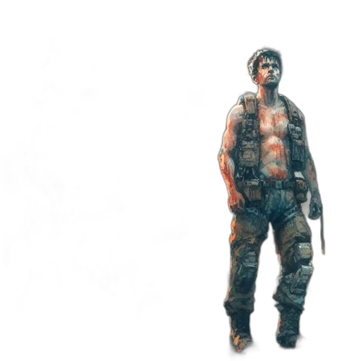 jacket, weapon, staff, robot transparent PNG cut-out