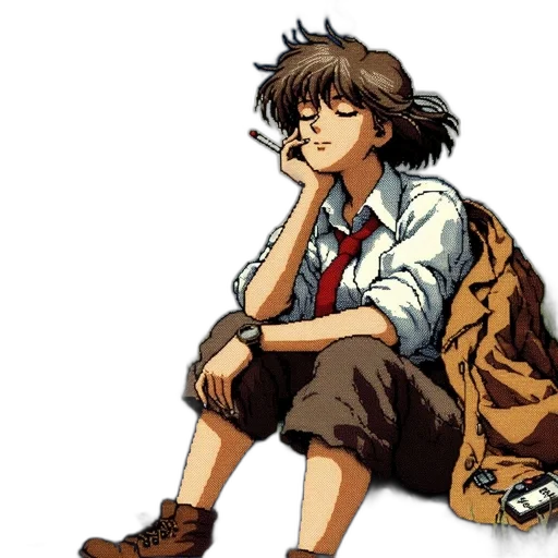jacket, anime, concept art, pixel art transparent PNG cut-out
