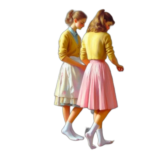 dress, shoes, oil painting, photorealistic transparent PNG cut-out