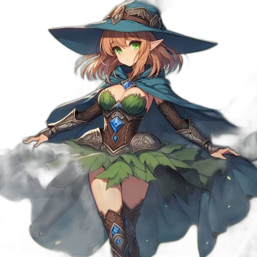 dress, hat, staff, weapon transparent PNG cut-out