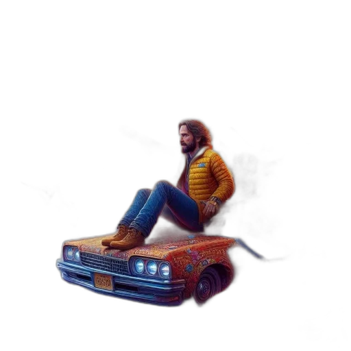 car, jacket, robot, hair transparent PNG cut-out