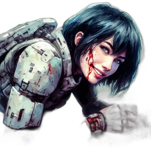 robot, weapon, face, concept art transparent PNG cut-out