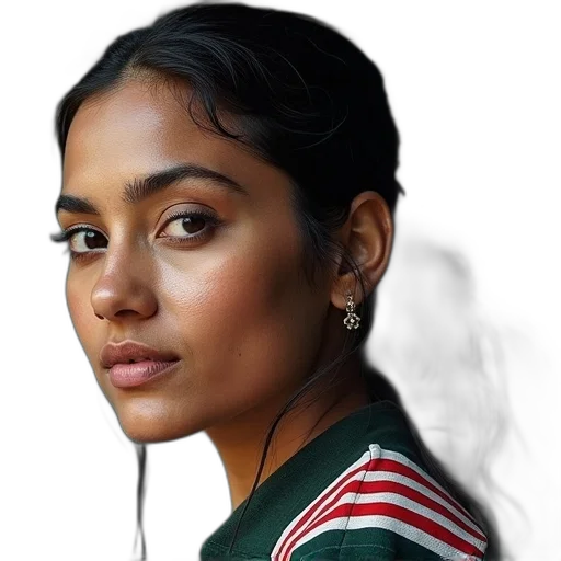 face, jacket, jewelry, hair transparent PNG cut-out