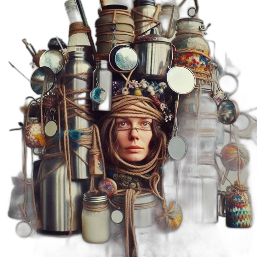 crown, face, bottle, robot transparent PNG cut-out