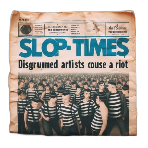 vintage-style, slop-times, cover, comedic transparent PNG cut-out