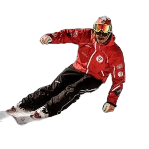 jacket, staff, skier, red transparent PNG cut-out