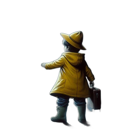 staff, hat, jacket, robot transparent PNG cut-out