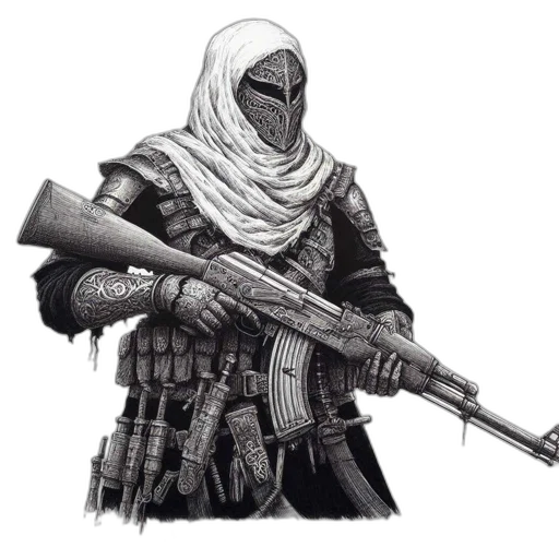 weapon, mask, jacket, sword transparent PNG cut-out