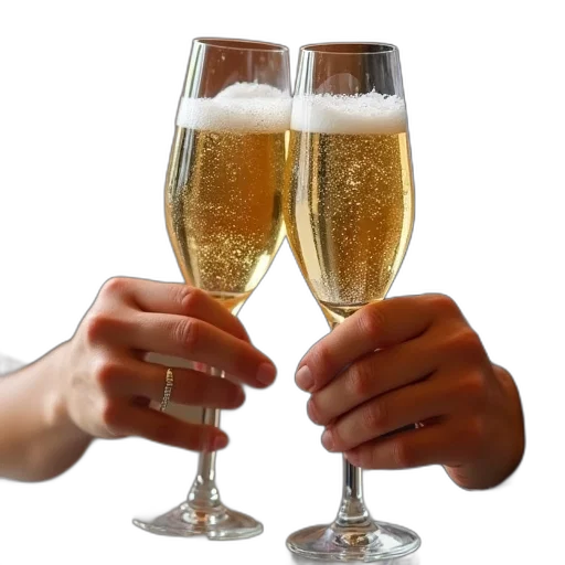 two, glasses, champagne, wedding transparent PNG cut-out