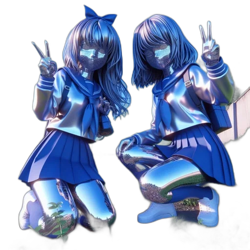concept art, 3d render, anime, vaporwave transparent PNG cut-out